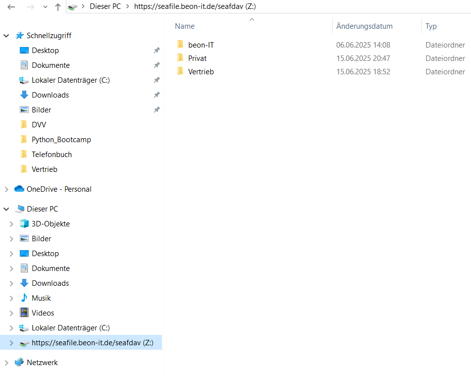 Ansicht Onlinespeicher in Windows